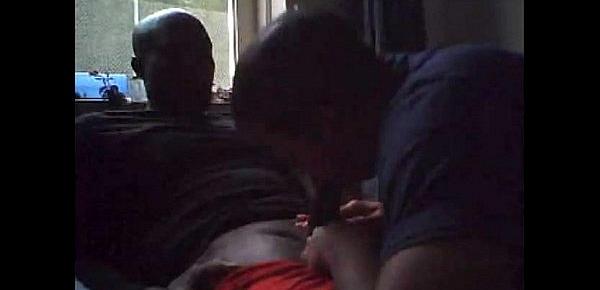  Surinamese guy giving a Curaçao guy a blowjob - Interracial